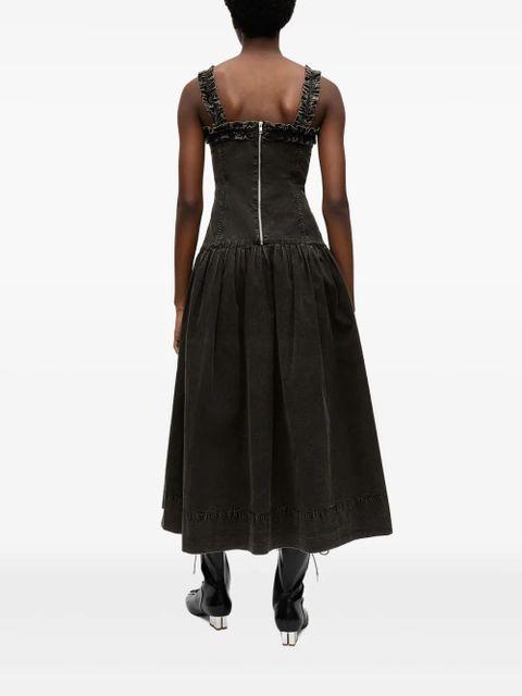 GANNI ruffle-detail midi dress - Black