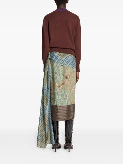 DRIES VAN NOTEN draped silk skirt - Green - zdjęcie produktu nr 2