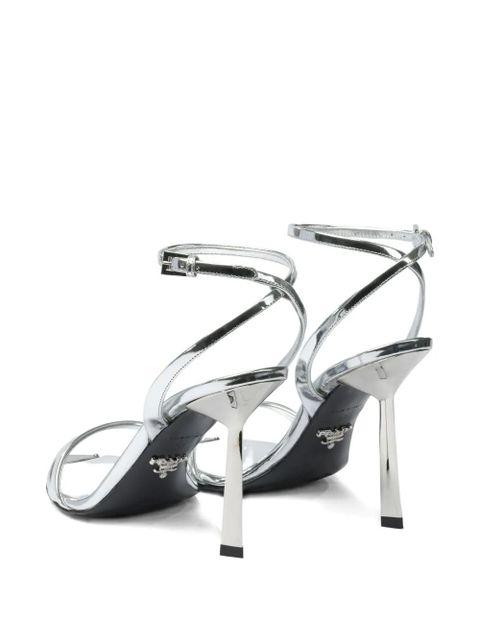 Prada 100mm metallic-leather sandals - Silver - zdjęcie produktu nr 2