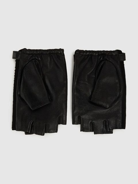 Karl Lagerfeld mitenki skórzane K/AUTOGRAPH damskie kolor czarny A4W33018