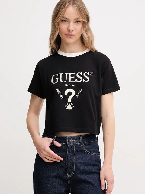 Guess t-shirt bawełniany FILANTA damski kolor czarny V5GI18 I3Z14
