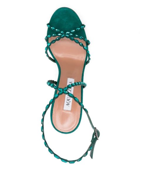 Aquazzura 110mm crystal-embellished slingback sandals - Green