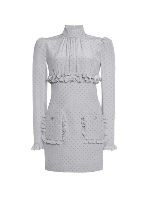 Alessandra Rich ruffled-detail mini dress - Grey - zdjęcie produktu nr 1