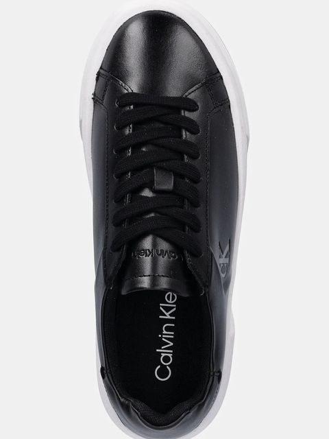 Calvin Klein sneakersy skórzane FLATFORM LACE UP LTH MG damskie kolor czarny YW0YW01928