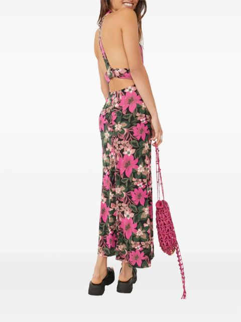 Free People floral print split mini dress - Black