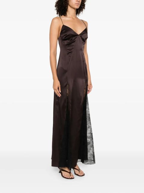 STAUD Trinity lace-insert maxi dress - Brown