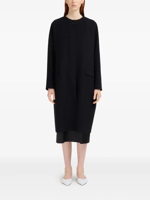 Marni logo-embroidered coat - Black