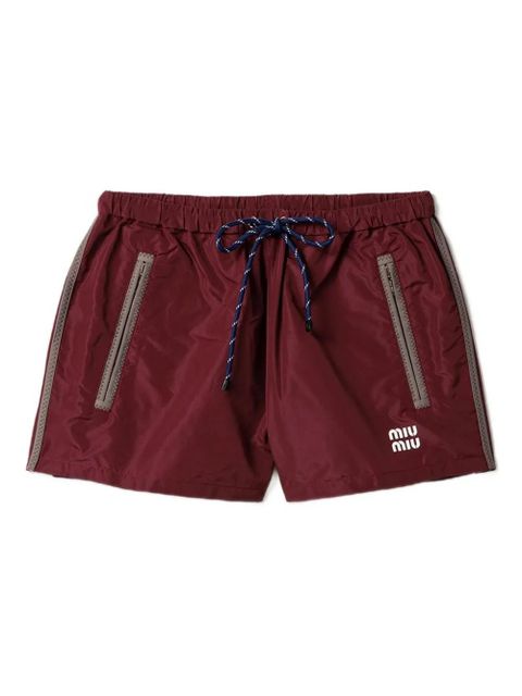Miu Miu elasticated drawstring-waist shorts - Red - zdjęcie produktu nr 1