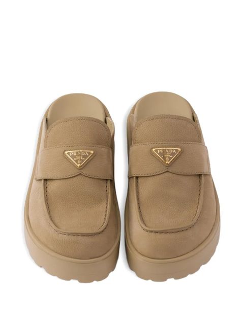 Prada nubuck flatform mules - Neutrals