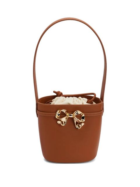 Self-Portrait bow-embellished bucket bag - Brown - zdjęcie produktu nr 1