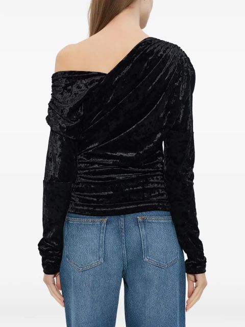 GANNI long-sleeve one-shoulder top - Black