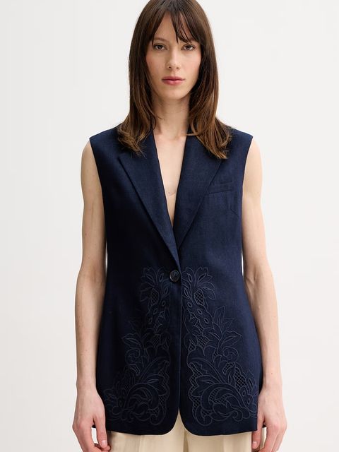 Twinset kamizelka jednorzędowa damska z lnu - zdjęcie produktu nr 2