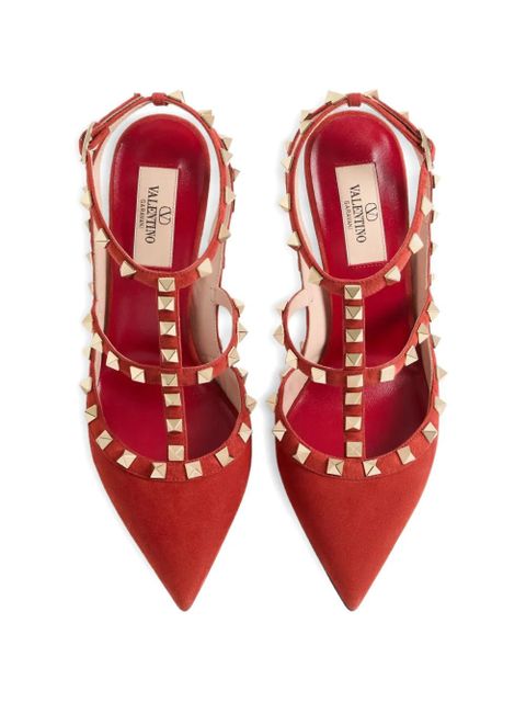 Valentino Garavani Rockstud suede pumps 100mm - Red