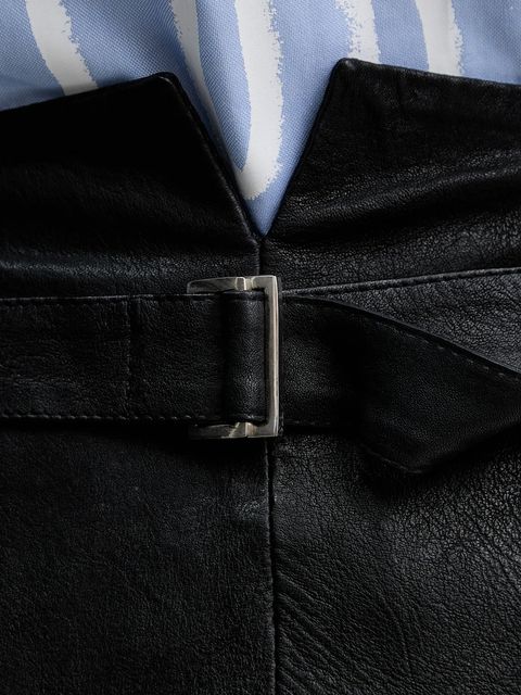 MAX&Co. spodnie skórzane damskie kolor czarny szerokie high waist 2526436013200 - zdjęcie produktu nr 2