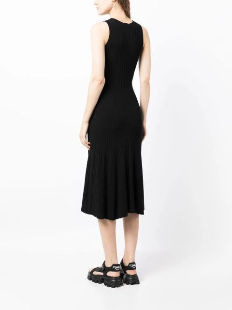 Off-White logo-print ribbed midi dress - Black