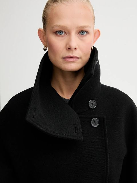 Marc O'Polo płaszcz z dodatkiem wełny kolor czarny 5000007651