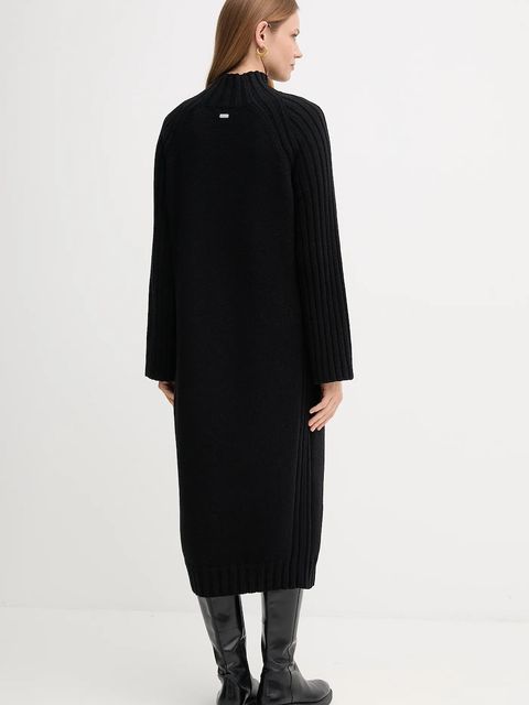 Barbour sukienka z wełną VERA kolor czarny midi prosta LDR0940