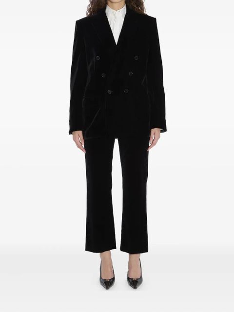 Saint Laurent Cassandre double-breasted velvet jacket - 1000|Black