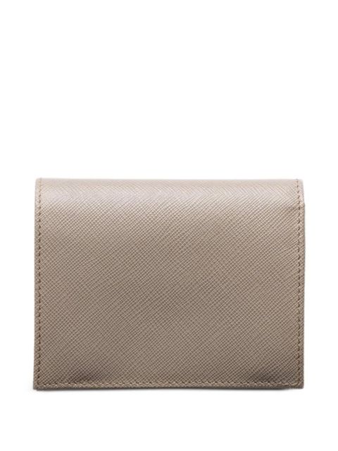 Prada triangle-logo saffiano leather wallet - Neutrals