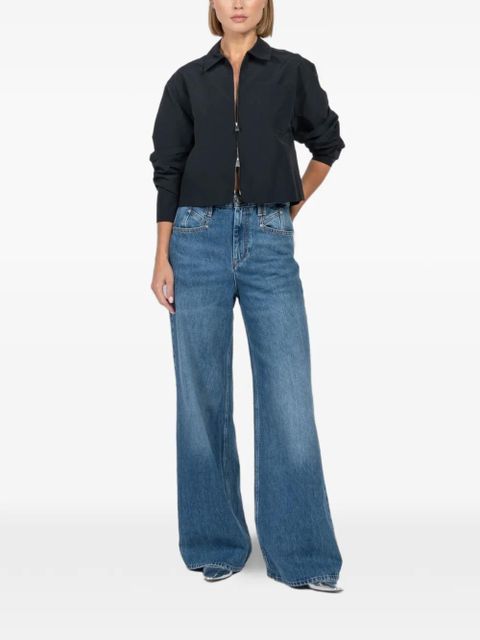 Simkhai Edison lace-panel zip-fastening shirt - Blue