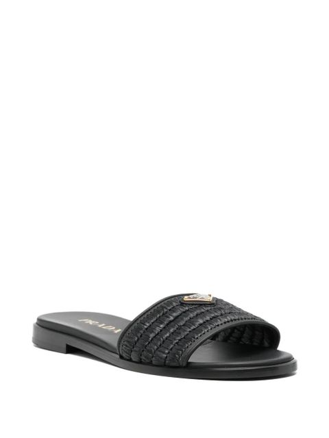 Prada textured logo-plaque sandals - Black - zdjęcie produktu nr 2