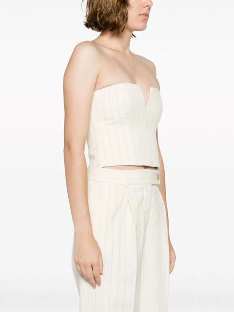 ZIMMERMANN cropped pinstriped corset-style top - Neutrals