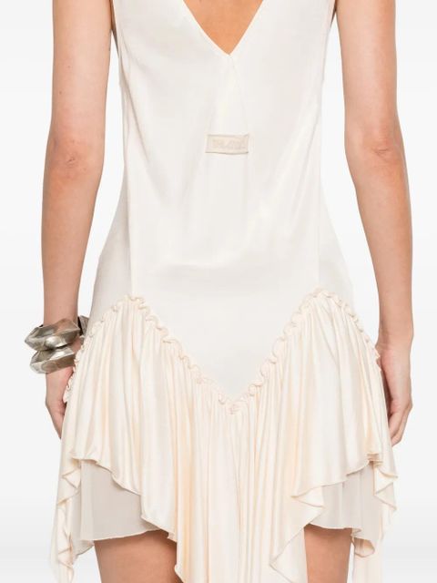 The Attico ruffled asymmetric mini dress - Neutrals