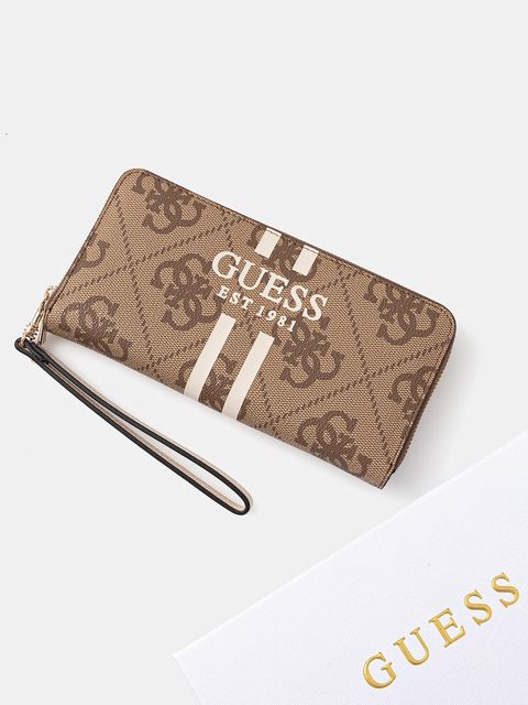Guess portfel LAUREL damski kolor beżowy SWOS74 59146