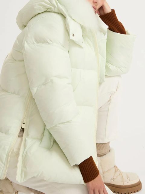 Yves Salomon shearling-trimmed down jacket - Green