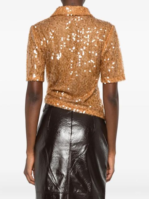 Christopher Esber sequin-embellished polo top - Brown - zdjęcie produktu nr 2
