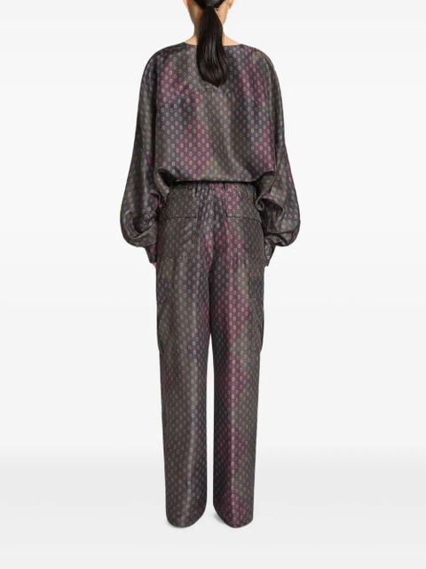 DRIES VAN NOTEN silk cargo trousers - Brown