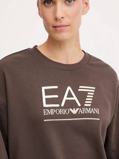 EA7 Emporio Armani bluza damska kolor brązowy z nadrukiem AF12473.7W000416
