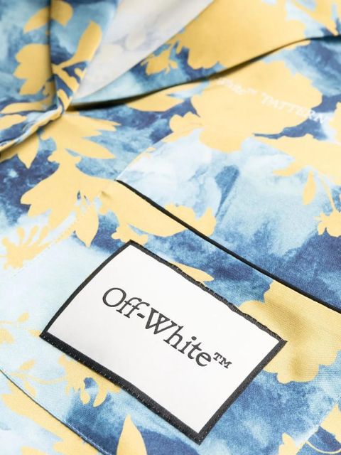 Off-White RMD flower-print V-neck shirt - Blue
