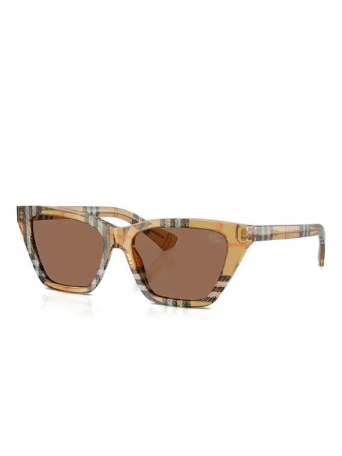 Burberry Eyewear tartan-pattern geometric-frame sunglasses - Neutrals - zdjęcie produktu nr 2