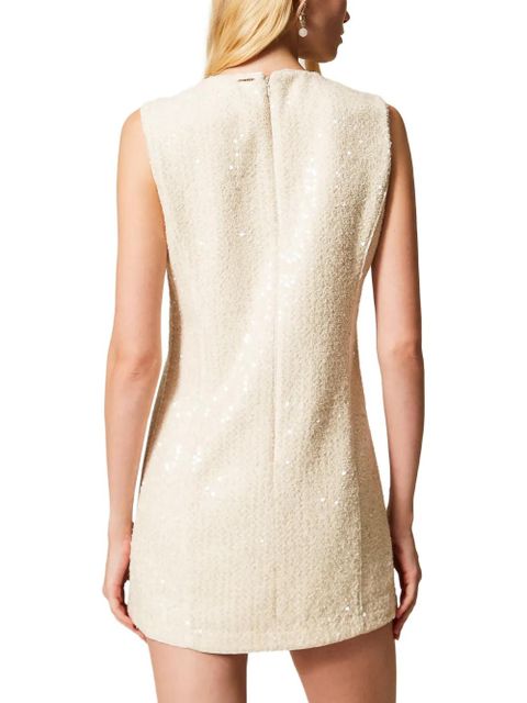 TWINSET bouclé sequinned mini dress - Neutrals