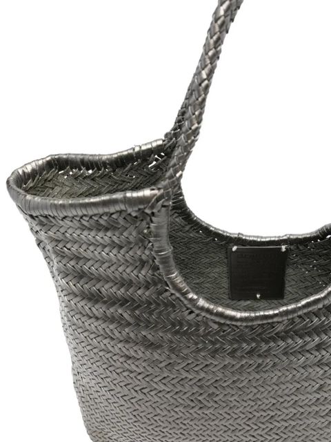 DRAGON DIFFUSION Diagonal woven tote bag - Grey
