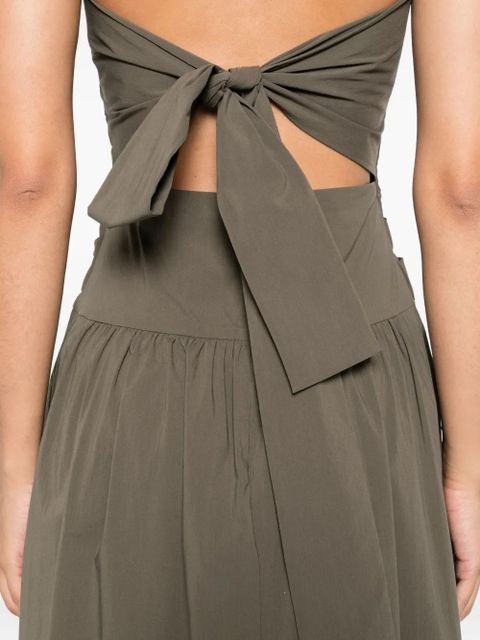 St. Agni gathered-detail strapless midi dress - Green