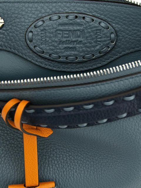 FENDI mini By The Way Selleria stitching studed leather tote bag - Blue