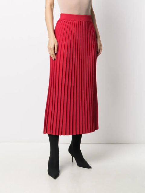 Balenciaga pleated midi skirt - Red