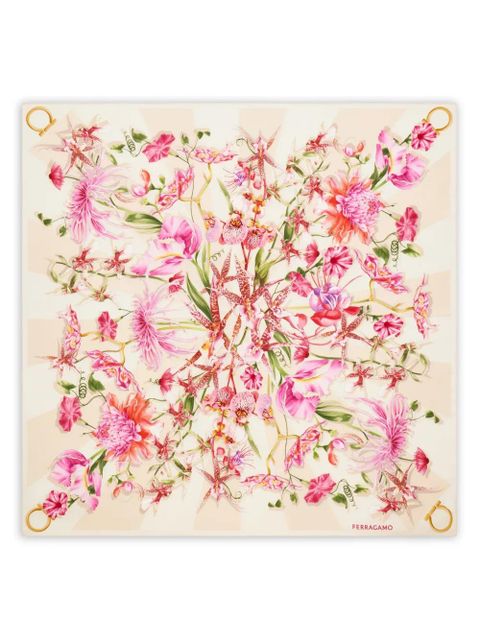 Ferragamo gaia print silk scarf - Neutrals - zdjęcie produktu nr 1