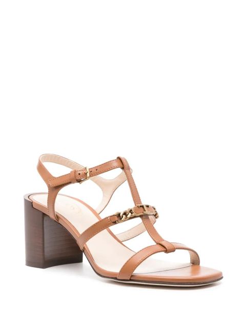 Tod's 75mm logo-plaque leather sandals - Brown