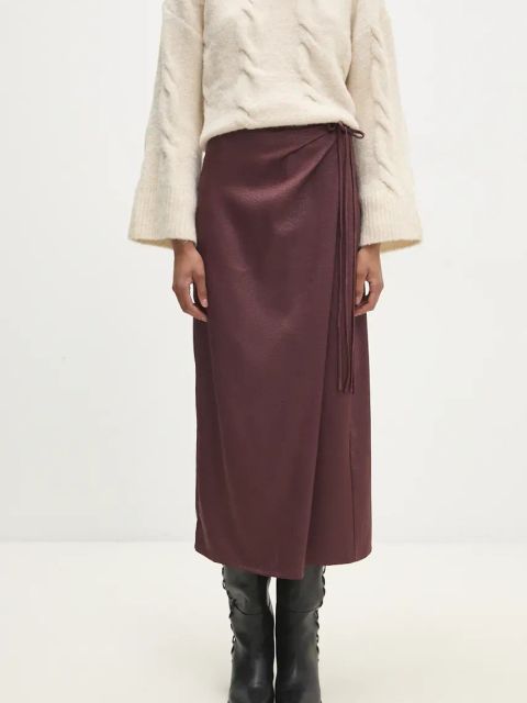 Answear.LAB spódnica kolor bordowy midi prosta