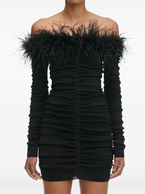Self-Portrait feather-emebllishment mini dress - Black - zdjęcie produktu nr 1
