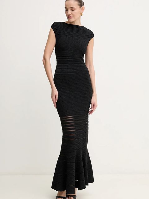 Herve Leger sukienka Camila kolor czarny maxi dopasowana MOS8513513