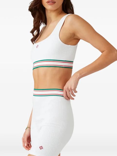 Casablanca ribbed striped sports bra - White