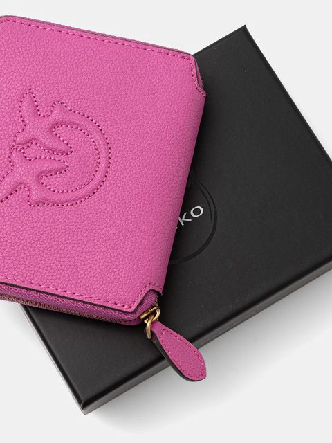 Pinko portfel skórzany damski kolor różowy 100249 A29Q - zdjęcie produktu nr 2