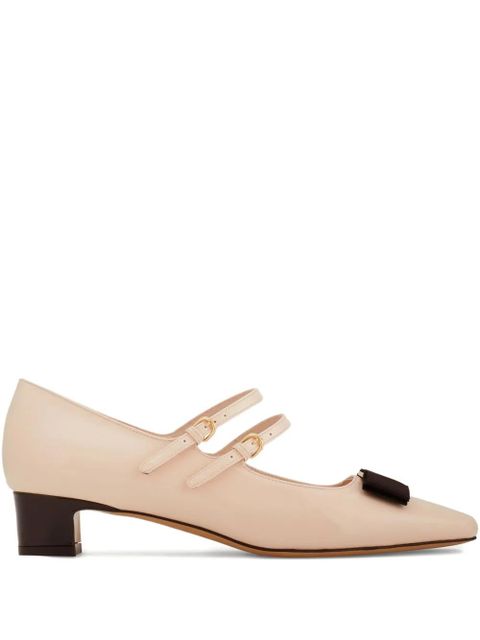 Ferragamo Vara Bow two-strap block-heel pumps - Neutrals - zdjęcie produktu nr 1