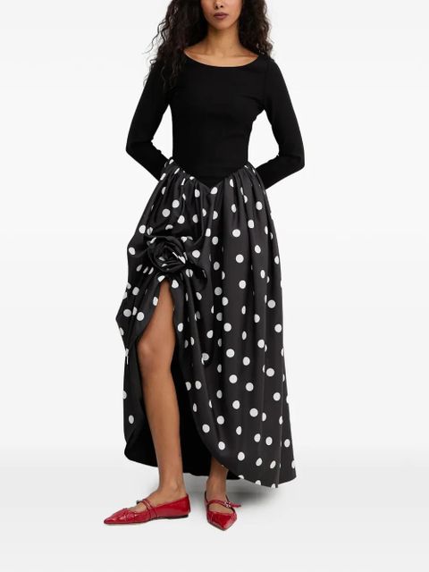 Sleeper Aurora polka dot-pattern flower-embellishment maxi dress - Black - zdjęcie produktu nr 2