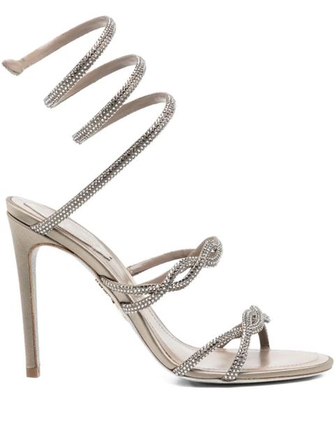 René Caovilla 110mm crystal-embellished spiral-wrap sandals - Neutrals - zdjęcie produktu nr 1