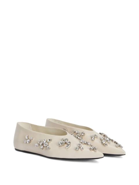 Jil Sander crystal-embellished pointed-toe ballet flats - Neutrals - zdjęcie produktu nr 2